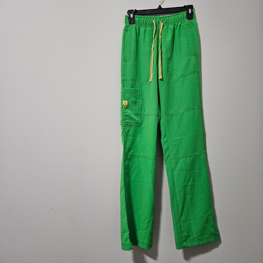 Spread Good Cheer Womens Green Cargo Scrub Pants Size XST Elastic Waist Drawstri